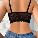 Sujetador sexy de encaje negro con media copa para mujeres, con broche frontal, facil de poner, con tirantes desmontables, sujetador invisible para multiples formas de uso