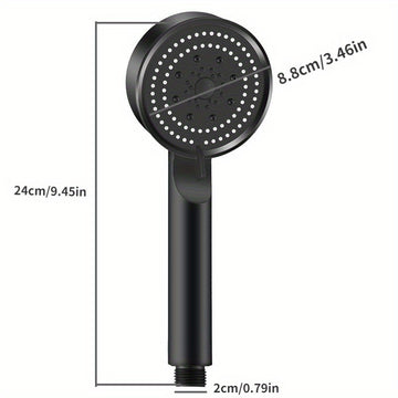 Cabezal de Ducha de Alta Presión con 5 Modos y Soporte Ajustable - Montado en la Pared, Manillar, Flujo de Agua Potente, Diseño Redondo, Accesorio de Baño