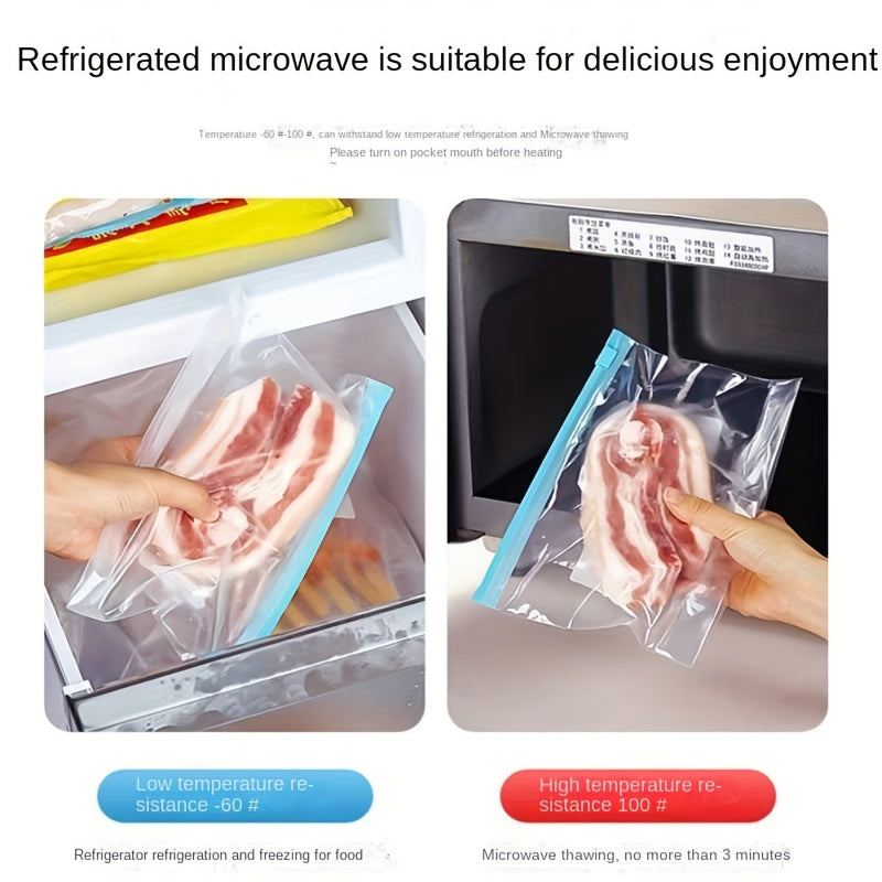 Bolsas de almacenamiento de alimentos para la organización de la cocina de material PET, 10 unidades - Bolsas de sellado al vacío reutilizables y resistentes a fugas