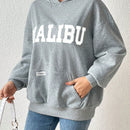 Ezwear sudadera informal con capucha y bolsillo con estampado de letras, para otono/invierno