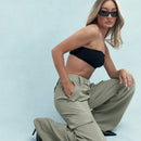 Missguided pantalones cargo de cintura alta y pierna ancha