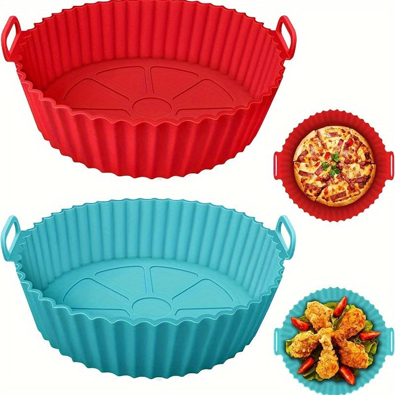 Revestimiento de Silicona Reutilizable para Freidora de Aire de 8 Pulgadas - Antiadherente, Fácil de Limpiar y Resistente al Calor hasta 500°F, Perfecto para Freidoras de Aire de 3-7 QT, Se Adapta a la Mayoría de los Modelos, Accesorio Esencial de Cocina