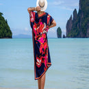 Vestido de una pieza con manga larga tipo pareo para playa, con estampado impreso, ideal para vacaciones, cubre bikini y protege del sol