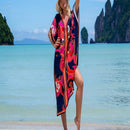Vestido de una pieza con manga larga tipo pareo para playa, con estampado impreso, ideal para vacaciones, cubre bikini y protege del sol