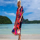 Vestido de una pieza con manga larga tipo pareo para playa, con estampado impreso, ideal para vacaciones, cubre bikini y protege del sol