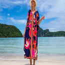 Vestido de una pieza con manga larga tipo pareo para playa, con estampado impreso, ideal para vacaciones, cubre bikini y protege del sol