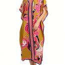 Vestido de una pieza con manga larga tipo pareo para playa, con estampado impreso, ideal para vacaciones, cubre bikini y protege del sol