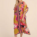 Vestido de una pieza con manga larga tipo pareo para playa, con estampado impreso, ideal para vacaciones, cubre bikini y protege del sol