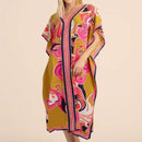 Vestido de una pieza con manga larga tipo pareo para playa, con estampado impreso, ideal para vacaciones, cubre bikini y protege del sol