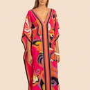 Vestido de una pieza con manga larga tipo pareo para playa, con estampado impreso, ideal para vacaciones, cubre bikini y protege del sol