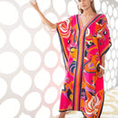 Vestido de una pieza con manga larga tipo pareo para playa, con estampado impreso, ideal para vacaciones, cubre bikini y protege del sol