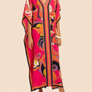 Vestido de una pieza con manga larga tipo pareo para playa, con estampado impreso, ideal para vacaciones, cubre bikini y protege del sol