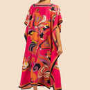 Vestido de una pieza con manga larga tipo pareo para playa, con estampado impreso, ideal para vacaciones, cubre bikini y protege del sol
