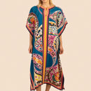 Vestido de una pieza con manga larga tipo pareo para playa, con estampado impreso, ideal para vacaciones, cubre bikini y protege del sol
