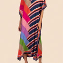Vestido de una pieza con manga larga tipo pareo para playa, con estampado impreso, ideal para vacaciones, cubre bikini y protege del sol
