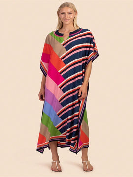 Vestido de una pieza con manga larga tipo pareo para playa, con estampado impreso, ideal para vacaciones, cubre bikini y protege del sol