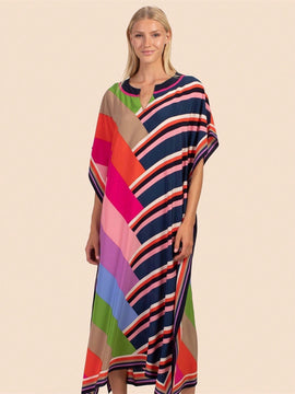 Vestido de una pieza con manga larga tipo pareo para playa, con estampado impreso, ideal para vacaciones, cubre bikini y protege del sol