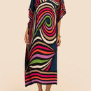 Vestido de una pieza con manga larga tipo pareo para playa, con estampado impreso, ideal para vacaciones, cubre bikini y protege del sol