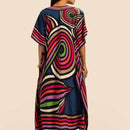 Vestido de una pieza con manga larga tipo pareo para playa, con estampado impreso, ideal para vacaciones, cubre bikini y protege del sol
