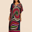 Vestido de una pieza con manga larga tipo pareo para playa, con estampado impreso, ideal para vacaciones, cubre bikini y protege del sol