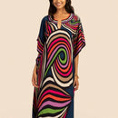 Vestido de una pieza con manga larga tipo pareo para playa, con estampado impreso, ideal para vacaciones, cubre bikini y protege del sol