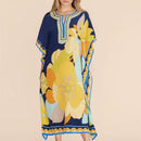Vestido de una pieza con manga larga tipo pareo para playa, con estampado impreso, ideal para vacaciones, cubre bikini y protege del sol