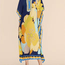 Vestido de una pieza con manga larga tipo pareo para playa, con estampado impreso, ideal para vacaciones, cubre bikini y protege del sol