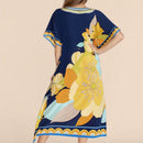 Vestido de una pieza con manga larga tipo pareo para playa, con estampado impreso, ideal para vacaciones, cubre bikini y protege del sol