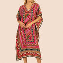 Vestido de una pieza con manga larga tipo pareo para playa, con estampado impreso, ideal para vacaciones, cubre bikini y protege del sol