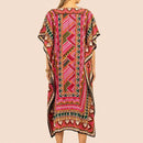 Vestido de una pieza con manga larga tipo pareo para playa, con estampado impreso, ideal para vacaciones, cubre bikini y protege del sol