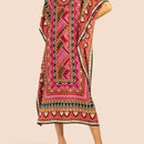 Vestido de una pieza con manga larga tipo pareo para playa, con estampado impreso, ideal para vacaciones, cubre bikini y protege del sol
