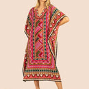 Vestido de una pieza con manga larga tipo pareo para playa, con estampado impreso, ideal para vacaciones, cubre bikini y protege del sol