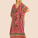 Vestido de una pieza con manga larga tipo pareo para playa, con estampado impreso, ideal para vacaciones, cubre bikini y protege del sol