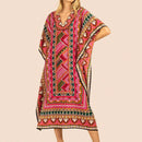Vestido de una pieza con manga larga tipo pareo para playa, con estampado impreso, ideal para vacaciones, cubre bikini y protege del sol