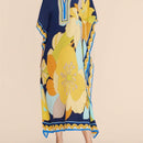 Vestido de una pieza con manga larga tipo pareo para playa, con estampado impreso, ideal para vacaciones, cubre bikini y protege del sol