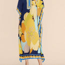 Vestido de una pieza con manga larga tipo pareo para playa, con estampado impreso, ideal para vacaciones, cubre bikini y protege del sol