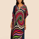 Vestido de una pieza con manga larga tipo pareo para playa, con estampado impreso, ideal para vacaciones, cubre bikini y protege del sol