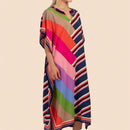 Vestido de una pieza con manga larga tipo pareo para playa, con estampado impreso, ideal para vacaciones, cubre bikini y protege del sol