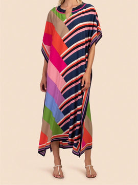 Vestido de una pieza con manga larga tipo pareo para playa, con estampado impreso, ideal para vacaciones, cubre bikini y protege del sol