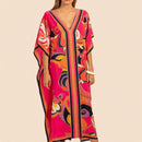 Vestido de una pieza con manga larga tipo pareo para playa, con estampado impreso, ideal para vacaciones, cubre bikini y protege del sol