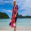 Vestido de una pieza con manga larga tipo pareo para playa, con estampado impreso, ideal para vacaciones, cubre bikini y protege del sol