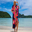Vestido de una pieza con manga larga tipo pareo para playa, con estampado impreso, ideal para vacaciones, cubre bikini y protege del sol