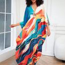 Vestido de punto hecho a mano con aberturas laterales y estampado, vestido de playa de cobertura para mujer