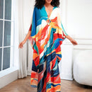 Vestido de punto hecho a mano con aberturas laterales y estampado, vestido de playa de cobertura para mujer
