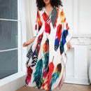 Vestido de punto hecho a mano con aberturas laterales y estampado, vestido de playa de cobertura para mujer