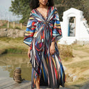 Vestido de punto hecho a mano con aberturas laterales y estampado, vestido de playa de cobertura para mujer