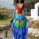 Vestido de punto hecho a mano con aberturas laterales y estampado, vestido de playa de cobertura para mujer