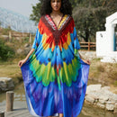 Vestido de punto hecho a mano con aberturas laterales y estampado, vestido de playa de cobertura para mujer