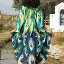 Vestido de punto hecho a mano con aberturas laterales y estampado, vestido de playa de cobertura para mujer