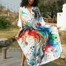 Vestido de punto hecho a mano con aberturas laterales y estampado, vestido de playa de cobertura para mujer